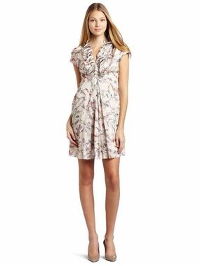 Ted Baker Floral Vetir Neck Detail Mini Dress Size 2